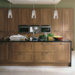 Furniture,The Best Beautiful Contmporary Kitchen Design Ideas With Wonderful Scope Walnut Kitchen Cabinet And Charming Wide Deep Pan Drawers Plus Nice Black Granite Countertop Also Unique Three Glass Pendant Lamp,Beautiful Contemporary Kitchens