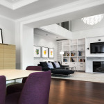 Furniture,Delightful Large Space Flat Screen Tv Wall Design Ideas With Amazing White Entertainment Center Plus Beautiful Black Tv Wall Unit And Gorgeous Open Book Shelves Also Comfortable Black Sofa For Luxurious Concept,Stunningly Beautiful And Modern Flat Screen Tv Wall Designs