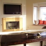 Furniture,Fancy White Wall Paint Flat Screen Tv Wall Design Inspiration With Awesome Tv Wall Unit Plus Wonderful Fireplace And Comfortable Bay Window Seat Also Adorbale Glass Window,Stunningly Beautiful And Modern Flat Screen Tv Wall Designs