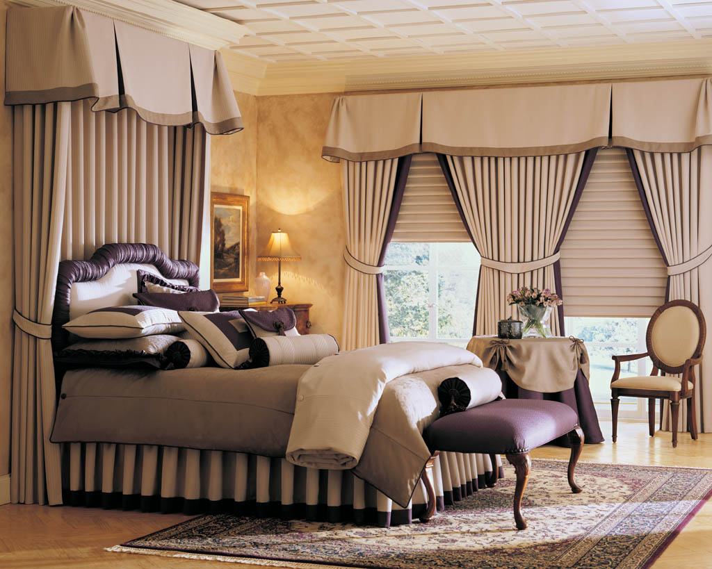 Uncategorized,Charming Soft Bed With Modern Wooden Chair And Beutiful Drapery Custom Window Tratment Also Pretty Carpet For Bedroom Design Idea,Custom Window Treatments Decoration For Your Room
