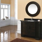 Bathroom,Splendid Black Bathrrom Vanities Granite Design Inspiration With Nice Single Sink And New Model Round Mirror,Modern Concrete Bathroom Vanities Granite Designed To New Energize