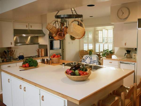 Furniture,Splendid White Wall Paint Kitchen Design Ideas With Beautiful Stainless Cooker Hood And Nice Great Kitchen Island In Gorgeous White Color Also Cool White Wood Blinds ,Luxury Kitchen Designers
