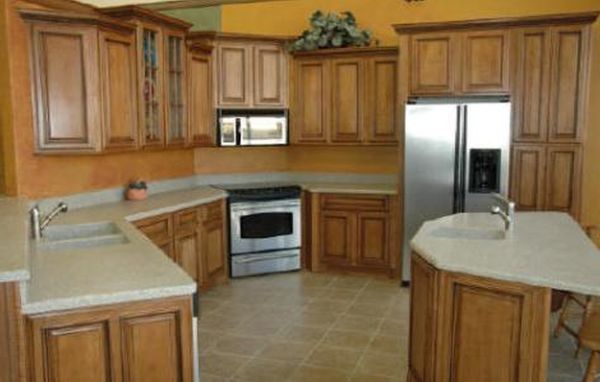 Furniture,Exquisite Small Space Cabinet Door Design Ideas With Charming Brown Wood Floating Kitchen Cabinet And Gorgeous Brown Wood Kitchen Cabinet On Combined Beautiful White Marble Countertop Also Vintage Gray Tile Floor For Craftsman Concept,Unique Cabinet Doors For Kitchen
