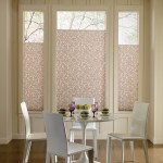 Interior,Extraordinary Top Down Bottom Up Wood Blind Design Ideas With Nice Floral Ornament And Cool Stylish White Dining Table Also Comfortable White Chairs,Top Down Bottom Up Wood Blinds Decoration
