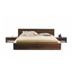 Bedroom,Cool Awesome Barcelona Bamboo Bed Design Ideas With Stylish Ikea Platform Bed On Combined Cream Mattress And Cozy Headboard Also Nice Two Nightstand Table,Modern Bamboo Bed Designs