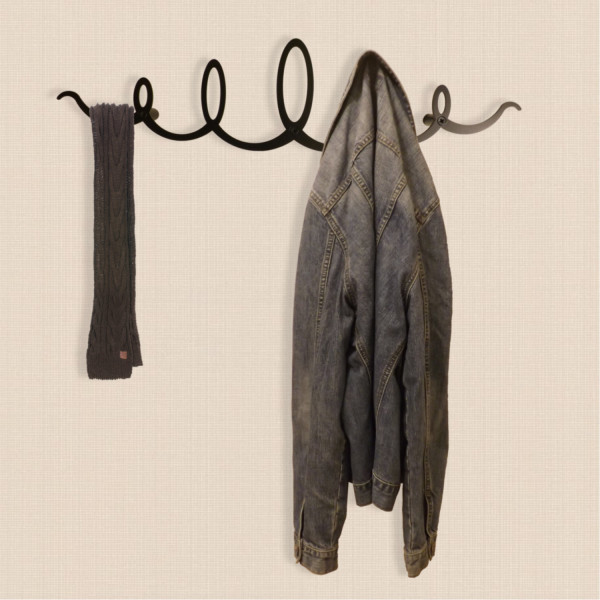Furniture,Unique Wall Mount Coat Hanger Design Ideas With Stylish Squiggle Shaped And Cool Black Iron Material Also Beautiful Cream Wall Paint,Good Idea Furniture Wall Mount Coat Hangers