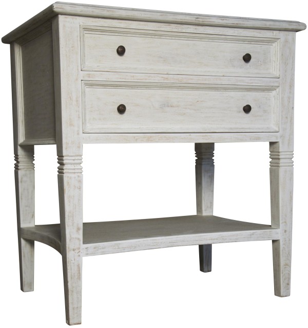 Bedroom,Marvelous Bedside Table Altenative Design Inspiration With Fabulous Two Drawers And Beautiful Mahogany Wood Material Also Gorgeous White Wash Color For Classic Concept,Creative Bedside Table Alternatives For Bedroom Designs