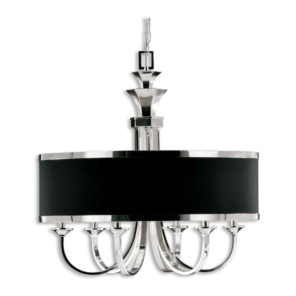 Interior,Modern Uttermost Lighting Design Inspiration With Modern Chandelier And Beautiful Black Shade On Combined Silver Color,Beautiful Modern Uttermost Lighting Pendant Inspiring