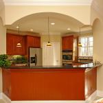 Furniture,Impressive Open Kitchen Floor Plan Design Inspiration With Stylish Corner Kitchen And Beautiful Black Ceramic Kitchen Countertop Also Nice Three Hanging Kitchen Lamp,Awesome Open Kitchen Floor Plans Design