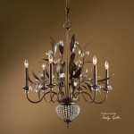 Interior,The Best Large Hanging Uttermost Light Design With Stylish Tuscan Bronze Leaves Crystal Beaded And Beautiful Crystal Lisbon Six Light For Dining Chandelier ,Design Hanging Uttermost Lights