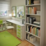 Furniture,Marvelous Grey Background Book Shelf Design Ideas With Impressive White Perpendicular White Wooden Bookshelf And Cool White Study Table On Combined Nice White Green Wood Drawers Also Comfortable White Chair Plus Soft Green Rug For Bedroom,Contemporary Furniture Book Shelf Designs 2015