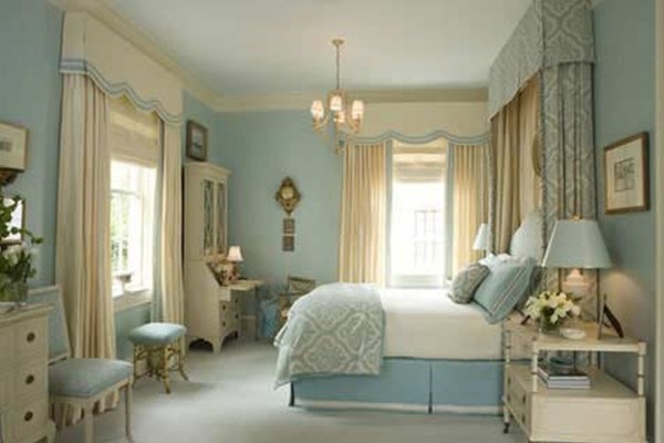 Bedroom,Marvelous Light Blue Background Girl Bedroom Design Inspiration With Awesome Light Blue White Bed Frame On Combined Comfortable White Bed Sheet And Beautiful White Wood Nightstand Tables Plus Splendid Light Blue Cup Table Lamps Also Gorgeous White Wood Vanity Table,Glamorous Luxurious Girls Bedroom Designs