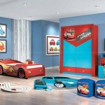 Bedroom,Adorable Blue Wall Paint Boy And Girl Bedroom Ideas With Unique Toddler Bed Plus Beautiful Red Blue Sport Motif Wardrobe Also Unique Sport Shaped Rug,Exceptional Delightful Boy And Girl Bedroom Ideas