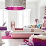 Bedroom,Marvelous White Wall Paint Design For Teenage Girl Bedroom With Charming White Pink Bed Frame On Combined Soft White Bed Sheet And Cute Pink Rectangular Rug Also Gorgeous White Wood Window Frame Plus Cool Oversized Pendant Lamp,Modern Designs For Teenage Girls Bedrooms Latest