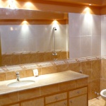 Bathroom,Fabulous Small Space Wall Light Design Ideas With Enchanting Single Washbasin In Nice Broken White On Combined Trendy Yellow Drawers And Beautiful Fixture Wall Lights Plus Stylish Great Wall Mount Mirror Also Comfortable White Ceramic Closet,Classic Wall Lights Inside Bathroom
