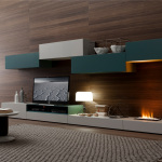 Furniture,Cool Amazing Tv Wall Panel Design Inspiration With Wonderful Indoor Floating Fireplace And Cool Custom Shelves Plus Stylish Low White Wooden Tv Cabinet Also Gorgeous Dark Brown Wood Wall Panel,Modern Tv Wall Panel Designs