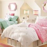 Bedroom,Enticing Tween Room Design Ideas With Comfortable Double Low Profile Bed In White Bed Frame And Wonderful Rattan Under Storage Bed Also Pretty Two Oval Glass Mirror Plus Beautiful Double White Wood Nightstand Table On Combined Gorgeous Double Desk Lamp,Cool Awesome Tween Rooms Design Ideas