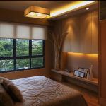 Bedroom,Fancy Small Designer Bedroom With Romantic White Bed Sheet And Beautiful Black Wood Window Frame On Combined Soft White Roll Up Blind Also Good Square Pendant Lamp For Traditional Concept,The Best Modern Small Designer Bedrooms