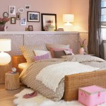 Bedroom,Cool Awesome Bedroom Inspiration With Stylish Rattan Frame And Trendy Polcadot Also Nice Wood Round Accent Table On Combined Stand Lamp For Rustic Concept,Modern Bedroom Inspiration