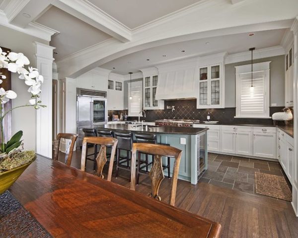 Furniture,Astounding Open Plan Ikea Small Kitchen Design Inspiration With Splendid White Wood Kitchen Cabinet And Nice Clear Glass Floating Kitchen Cabinet Plus Gorgeous Light Blue Kitchen Island On Combined Wonderful Black Countertop Also Cozy Black Leather Bar Stools,Contemporary Ikea Small Kitchen Design Idea