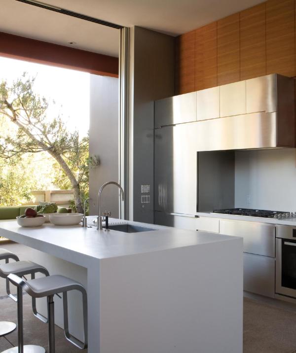 Furniture,Good Looking Brown Wood Wall Panel White Kitchen Island Design Ideas With Cool Chrome Kitchen Faucet And Modern Bar Stools Also Charming Appliances Kitchen Cabinet,Modern Kitchen Island Designs