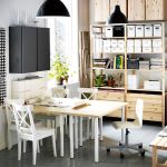 Furniture,Nice Looking Home Office Design For Two People With Beautiful Dining Room And Stylish Bright Wood Dining Table Also Comfortable White Chairs Plus Nice Double Oversized Pendant Lamp,Comfortable Home Office Design For Two People 