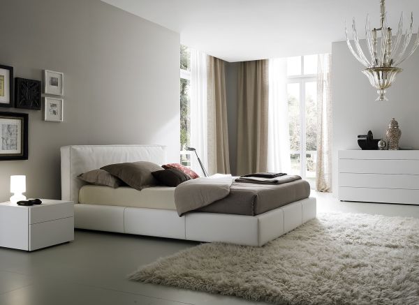 Bedroom,Exquisite Broken White Room Painting Ideas With Charming White Leather Bed Frame On Combined Soft Cream Mattress And Modern White Dresser Plus Elegant Over Chandelier Also Nice Broken White Fur Rug For Modern Concept,Trendy Cute Room Painting Ideas