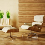 Furniture,Simple Living Room Interior Design Ideas With Comfortable Swivel Chair In Cool White Leather Chaise On Combined Nice Wooden Floor And Soft White Leather Ottoman Also Stylish Bright Brown Wood Rectangle Shape Book Shelves,Best Interior Design Ideas To Your Home