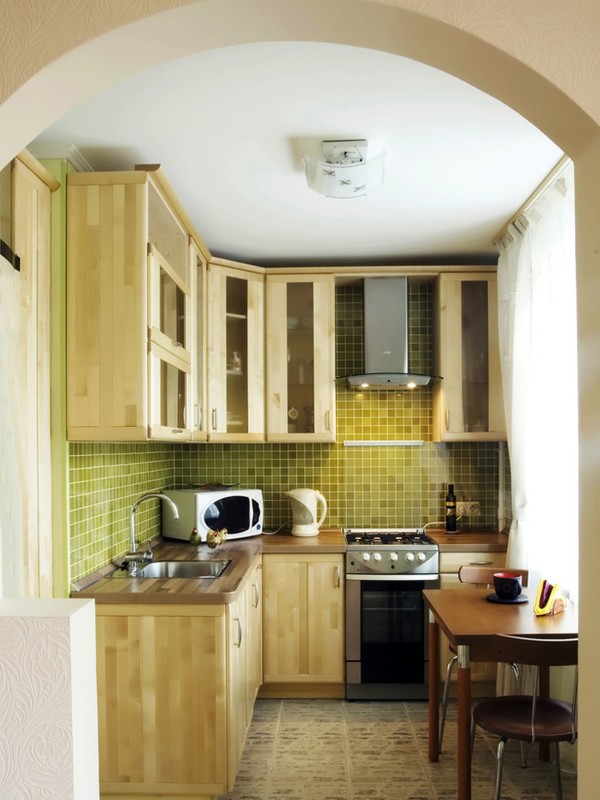 Interior,The Best Small Luxury Kitchen Design Ideas With Stylish Natural Wooden Kitchen Cabinet Plus Beautiful Green Ceramic Subway Tile Backspash And Nice Brown Wood Dining Table Also Comfortable Brown Wood Dining Chairs,Best Small Luxury Kitchens Inspiration