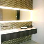 Bathroom,Contemporary White Wall Paint Wall Light Design Inspiration With Nice Single Sink In Trendy White Color And Cool Black Floating Vanity Plus Beautiful White Countertop Also Extra Large Horizontal Wall Mirror,Classic Wall Lights Inside Bathroom