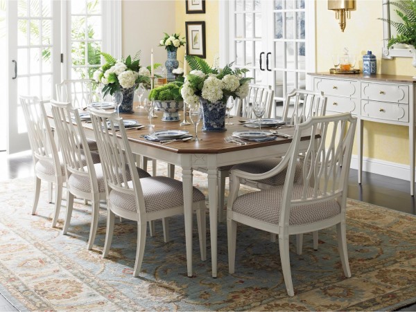 Dining Room,Fabulous Stainley Furniture Dining Room Design Inspiration With Beautiful White Brown Rectangular Wood Dining Table And Nice Arrangement Floral Also Comfortable White Wood Chairs Pad,Stanley Furniture Dining Room 
