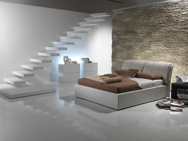 Bedroom,Cool Awesome Italian Modern Bedroom Design Inspiration With Charming White Bed Frame On Combined Brown Mattress And Wonderful Bookcase Also Gorgeous White Caramic,Modern Bedroom Design
