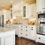 Furniture,Fancy Small Space Kitchen Island Design With Charming White Wood Kitchen Cabinet On Combined Beautiful White Marble Countertop And Stylish White Black Striped Backspash Also Gorgeous Brown Hardwood Floor,Modern Kitchen Island Designs