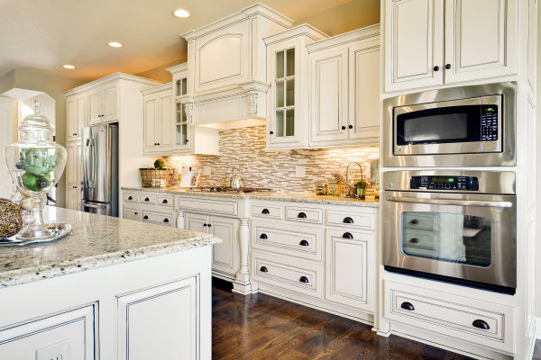 Furniture,Fancy Small Space Kitchen Island Design With Charming White Wood Kitchen Cabinet On Combined Beautiful White Marble Countertop And Stylish White Black Striped Backspash Also Gorgeous Brown Hardwood Floor,Modern Kitchen Island Designs