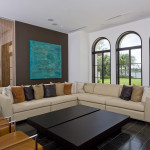 Interior,Unusual Large Space Interior Designer Living Room Design Ideas With Comfortable Cream Leather Sectional Sofa And Beautiful Double Rectangular Black Table Plus Nice Black Ceramic Tile Floor Also Wonderful Dorm Black Wood Window Frame Using Gorgeous White Wall Paint,The Best High Quality And Cheap Interior Designer Living Rooms