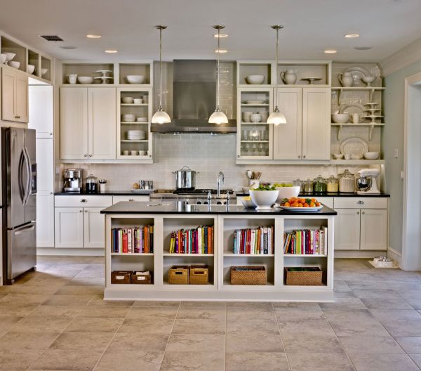 Furniture,Breathtaking White Ceramic Subway Tile Backspash Ikea Small Kitchen Design Ideas With Cool White Wood Kitchen Cabinet Plus Gorgeous Open Cutlery Shelves And Wonderful White Kitchen Island On Combined Beautiful Open Book Shelves Also Picturesque Three Pendant Lamp,Contemporary Ikea Small Kitchen Design Idea