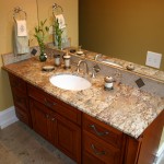 Bathroom,Magnificent Bathroom Vanities Granite Design Inspiration With Nice Sink And Nice Arrangement Floral Also Pretty Wood Cabinet ,Modern Concrete Bathroom Vanities Granite Designed To New Energize