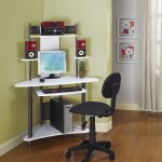 Furniture,Amazing Cream Wall Paint Best Desks For Small Space Design With Beautiful White Corner Computer Desk And Comfortable Wheels Office Chair In Nice Black Color Also Trendy Brown Laminate Flooring,Stunning Office Room With Best Desks For Small Spaces