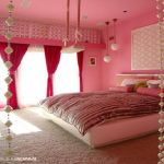 Bedroom,Charming Romantic Pink Themed Room Painting Ideas With Beautiful White Leather Bed Frame And Soft Great Cream Rug Also Gorgeous Glass Windows On Combined Cute Pink Curtains For Classic Concept,Trendy Cute Room Painting Ideas