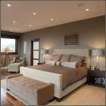 Interior,Adorable Large Space Bedroom Painting Ideas With Stunning White Bed Frame On Combined Comfortable Beige Bed Sheet And Cool Brown Wood Nighstand Table Plus Nice Table Lamps Also Gorgeous Beige Ottoman,Creative Bedroom Painting Ideas