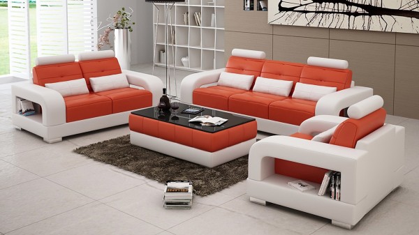 Furniture,New Model Leather Sofa Denver Design Inspiration With Style Lounge Sofa Set And Modern Orange White Color Also Nice Ottoman On Combined Black Glass Table,Tranquility Of Leather Sofa Denver Inspiration 