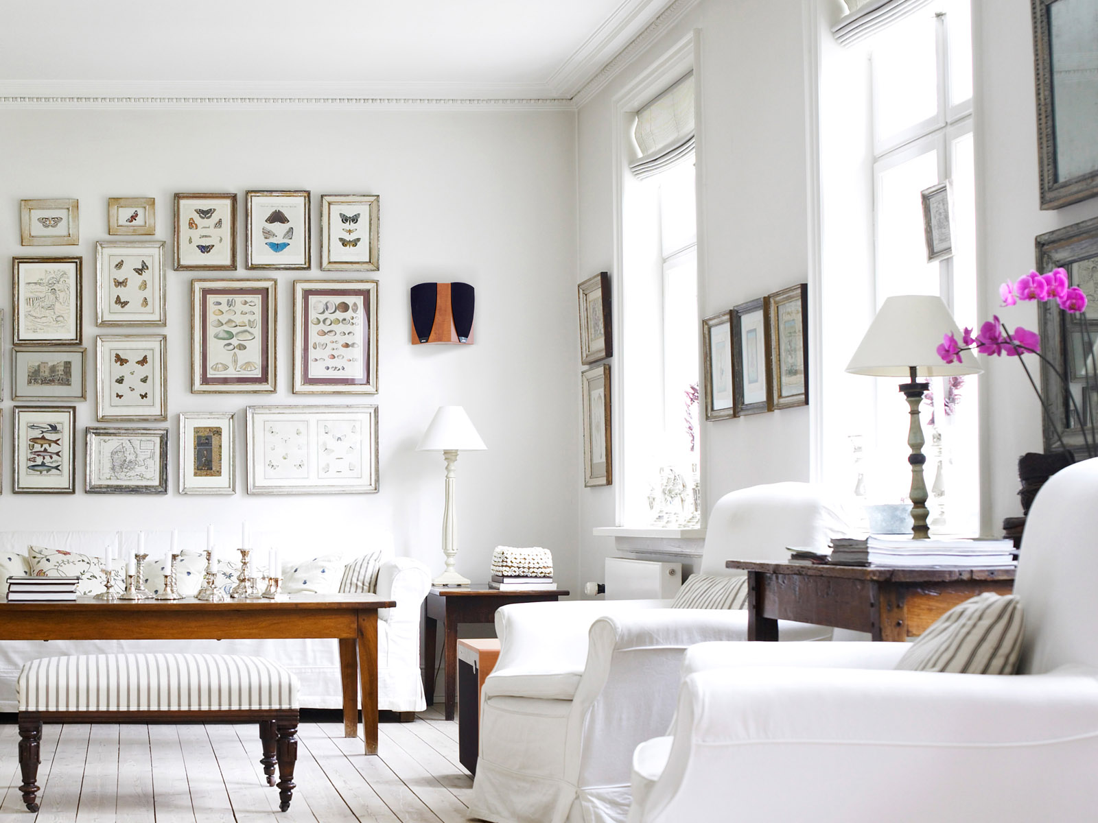 Furniture,Exceptional And Cheap Interior Design Ideas With Comfortable White Fabric Single Seater Sofas Plus Nice Brown Wood Square Accent Table On Combined Beautiful White Cup Table Lamp Also Nice Brown Wood Rectangular Table Using Gorgeous White Wall Paint For Living Room,Best Interior Design Ideas To Your Home
