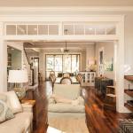 Furniture,Breathtaking Black Brown Wood Open Kitchen Floor Plan Design Ideas With Gorgeous Large Space Dining Room And Charming Open Shelves Also Beautiful Glass Desk Lamp On Combined Nice Brown Wood Square Accent Table ,Awesome Open Kitchen Floor Plans Design
