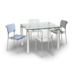 Dining Room,Enticing Designer Dining Table With Cool Rectangular Glass Dining Table And Wonderful Stainless Base Also Comfortable White Transparent Dining Chairs,Will Make The Eyes Entranced Designer Dining Tables Latest