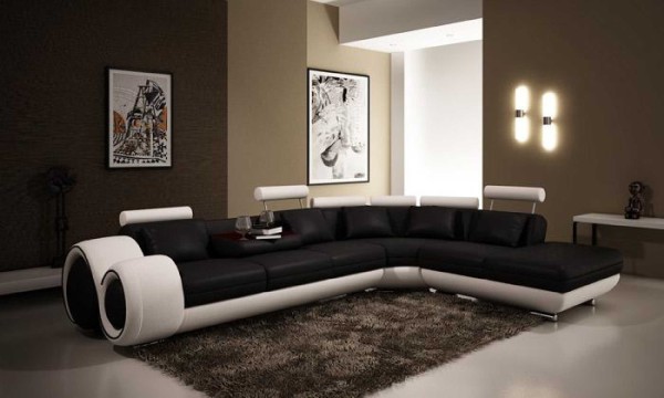 Furniture,Gorgeous Best Leather Couch Conditioner Design Inspiration With Modern Sectional Sofa On Combined Black White Color Plus Chrome Legs And Wonderful Dark Mustrad Rug Also Beautiful White Ceramic Floor For Living Room,The Best Leather Couch Conditioner 