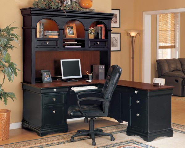 Furniture,Modern Black Arm Chair And Georgeous Black Desk Furniture For Home Design Ideas With Nice Black Bookshelf On Combined Beautiful Picture Frame,Dazzling Desk Furniture For Comfortable Home