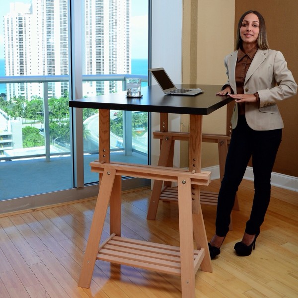 Furniture,New Model Office Desk Plan Free Design With Stunning Black Wood Office Desk Plus Natural Bright Brown Wood Legs And Trendy Brown Wood Linen Floor Also Gorgeous White Wood Window Frames,Creative And Simple Office Desk Plans Free For Home