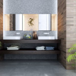Bathroom,Simple Bathroom Design With Beautiful Floating Bathroom Vanity In Black Color And Stylish Double White Ceramic Washbasin Also Wonderful Horizontal Wall Mirror,Fresh And Clean Bathroom Designs Modern