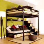 Bedroom,Delightful Lime Green Mixed White Wall Paint Best Wall Color For Bedroom With Stylish Dark Brown Wood Bunk Bed Plus Beautiful Stairway And Gorgeous Tripod Floor Lamp Also Trendy Bright Brown Laminate Flooring,Modern Best Wall Colors For Bedroom Designs