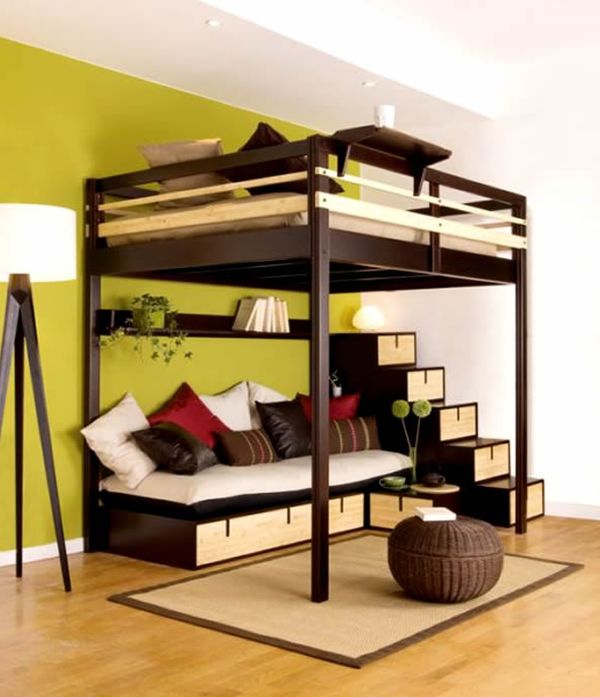 Bedroom,Delightful Lime Green Mixed White Wall Paint Best Wall Color For Bedroom With Stylish Dark Brown Wood Bunk Bed Plus Beautiful Stairway And Gorgeous Tripod Floor Lamp Also Trendy Bright Brown Laminate Flooring,Modern Best Wall Colors For Bedroom Designs
